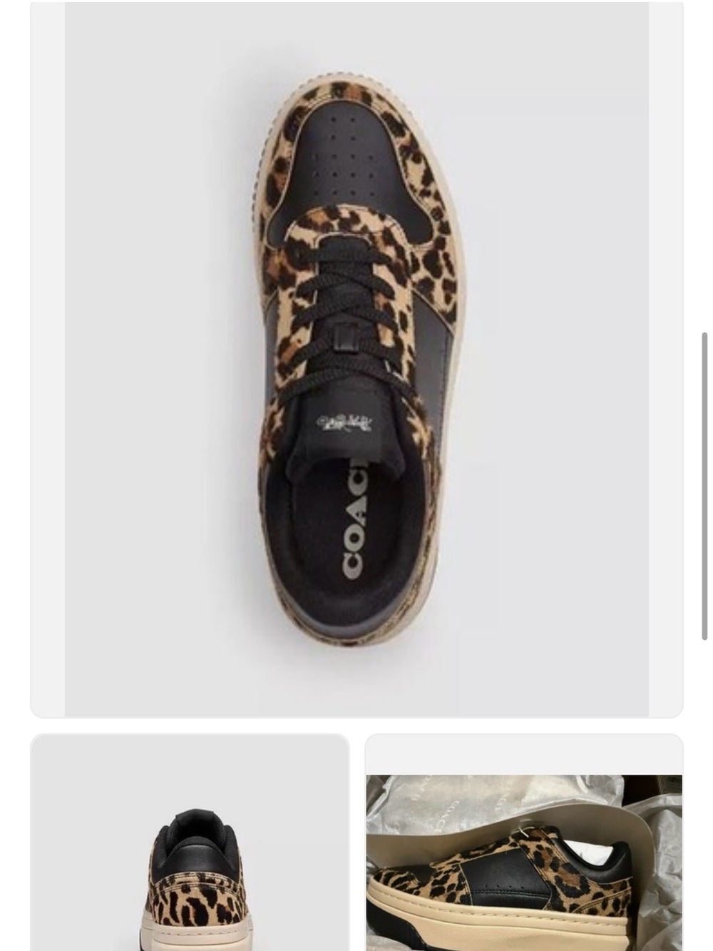 Coach Leopard Print Black and Tan Platform Sneakers - Picture 4 of 4
